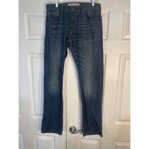 Slim Straight Jeans Men's Blue Denim Casual Pants